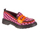 Irregular Choice Old Dawg Dogtooth Loafers in Pink 4697-03B