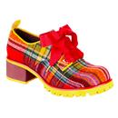 Irregular Choice On Your Mind Tartan Shoes in Wine 4658-01H