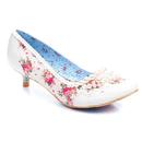 Irregular Choice Pearly Girl Low Retro 50s Floral Wedding Heels in White