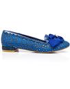 Sulu IRREGULAR CHOICE 50s Blue And Gold Bow Flats
