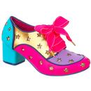 Irregular Choice Supernova Retro 1970s Style Glam Retro Shoes in Aqua and Pink