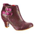 Irregular Choice Think About It Shimmery Lace Floral Heel Boots in Bordo