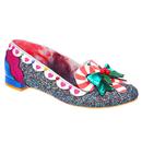 Irregular Choice Yule Love This Retro Candy Cane Christmas Flats in Black/Blue