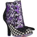 irregular choice womens golden years decorative buttons mixed fabric high heel ankle boots black