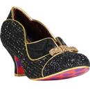 irregular choice womens hold up glitter bow mid heel shoes black