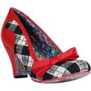 irregular choice womens palm cove decorative bow retro check mid heels red black
