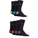 Jeff Banks 7 Pair Socks Recycled Cotton Socks in Black with Colour Pop X2001MCOL