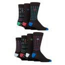 Jeff Banks 7 Pack Retro Socks Double Spot Black X7014MBLK