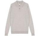 John Smedley Ade Made in England Ribbed Knitted Polo Shirt in Grey Fleece