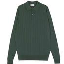 John Smedley Ade Made in England Ribbed Knit Polo Shirt in Highland Green