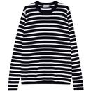 John Smedley Alfred Made in England Breton Stripe Jumper in Snow White and Midnight