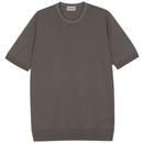 John Smedley Asa Made in England Tipped Knitted T-shirt in Beige Musk