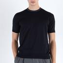 John Smedley Asa Men's Mod Made in England Knitted Tipped T-shirt in Navy