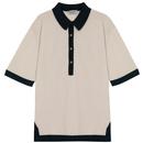 John Smedley Baseford Made in England Welted Knit Polo Shirt in Almond