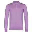 John Smedley Dorset MAde in England Anglo Indian Gauze Merino Cotton Blend Knitted Polo Shirt in Waterlilly