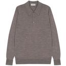 John Smedley Dorset Men's Mod Knitted Polo Shirt in Mushroom