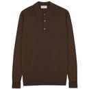 John Smedley Dorset Extra Fine Merino Wool Polo Shirt in Truffle