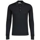 John Smedley Dorset Knitted Polo Shirt in Black Made in England