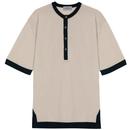 John Smedley Egan Made in England Knitted Grandad Top in Almond