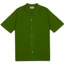 John Smedley Folke Button Through Knitted Shirt in Olive