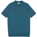 John Smedley Hanwell Raglan Sleeve Knitted Polo Shirt in Estate Blue