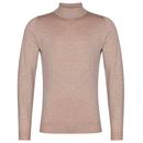 John Smedley Harcourt Retro 70s Made in England Turtleneck Jumper in Soft Fawn