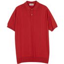 John Smedley Hoffman Cable Knit Polo Shirt in Redwood