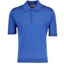 John Smedley Isis Made in England Knitted Polo Shirt in Pacific