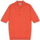 John Smedley Isis Short Sleeve Knitted Polo Shirt in Sundown Orange