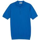 John Smedley Leeshaw 60s Mod Ribbed Knitted Polo Shirt in Electric Blue