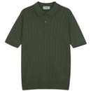 John Smedley Leeshaw Made in England Ribbed Knit Polo Shirt in Palm