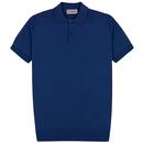 John Smedley Payton Made in England Merino Wool Polo Shirt in Lapis Blue