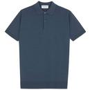 John Smedley Payton Knitted Polo Shirt in Smoke Blue