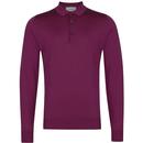Belper JOHN SMEDLEY L/S Knitted Mod Polo Shirt WH