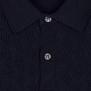 Popplewell JOHN SMEDLEY Cable Knit Polo Shirt NAVY