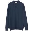 John Smedley Rampston Made in England Merino Wool Polo Shirt in Smoke Blue