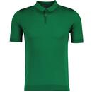 John Smedley Rhodes Made in England Knitted Polo Shirt in Scotch Green