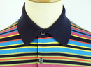 Liam JOHN SMELDEY Retro Multi Stripe Mod Polo Top