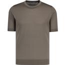 John Smedley Mens Asa Mod Made in England Tipped Knitted T-shirt in Beige Musk