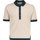 John Smedley Mens Baseford Mod Made in England Welted Knit Polo Shirt in Almond