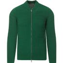 john smedley mens blur cable knit zip jacket scotch green
