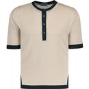 John Smedley Egan Made in England Mod Knitted Grandad Top in Almond