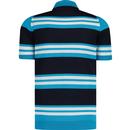 Freen John Smedley Striped Polo Shirt Skipper Blue