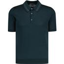 John Smedley Mens Otis Made in England Tipped Knit Polo Shirt in Rainforest Green