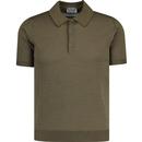 John Smedley Mens Peaks Anglo Indian Gauze Mod Knitted Polo Shirt in Sepia