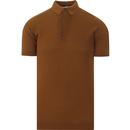 Roth JOHN SMEDLEY Mod Waffle Knit Polo in Ginger