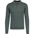 John Smedley Ade Made in England Mod Ribbed Knitted Polo Shirt in Highland Green