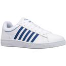 k-swiss court winston stripe trainers white/classic blue
