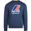 kway mens augustine logo print crew neck sweatshirt blue