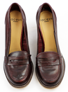 LACEYS Florida Loafers Retro 60s Heeled Loafer Shoes Burgundy